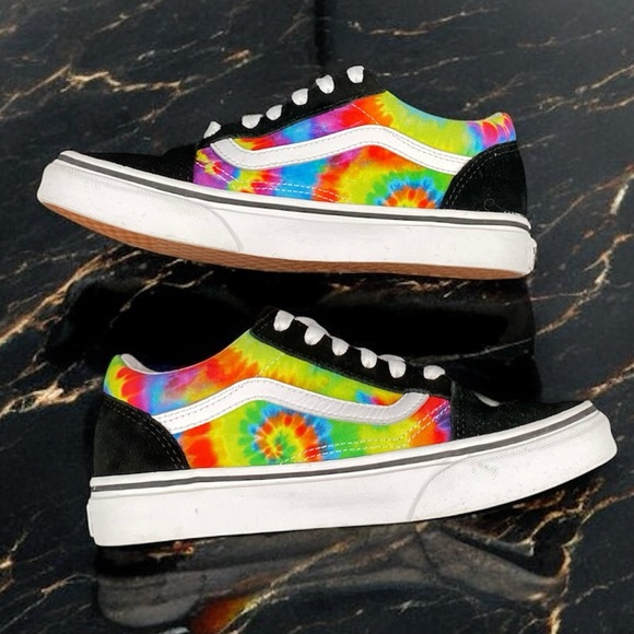Vans Old Skool Tie Dye Black Rainbow Skate Shoes Women’s 5.5 - Picture 9 of 10